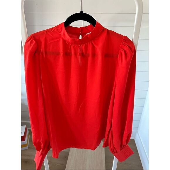 Mock neck balloon sleeve key hole top Flying Tomato sz small - Picture 4 of 6